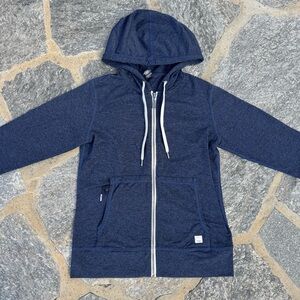 Vuori Midnight Heather Halo Performance Hoodie 2.0 Full Zip Up with Drawstring